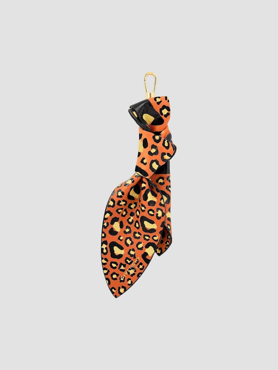 Givenchy Women's Lucky Charms Bow Charm Bag in Leopard Nappa Leather - Black Orange