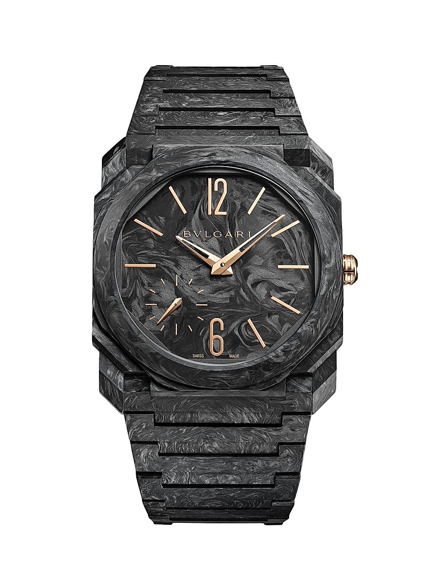 Men's Octo Finissimo Carbon & 18K Rose Gold Bracelet Watch/40MM - Black