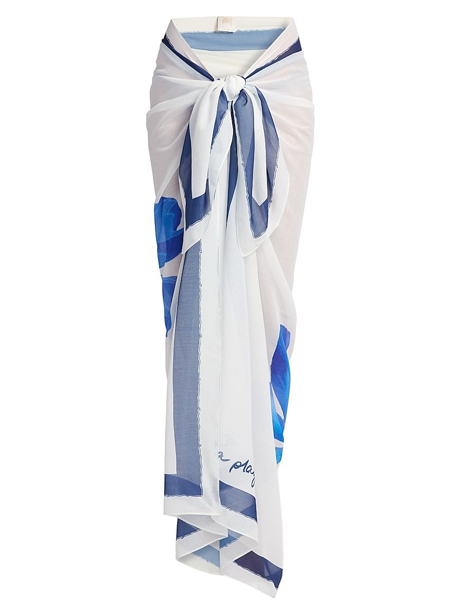 Women's Plumbago Printed Sarong - White