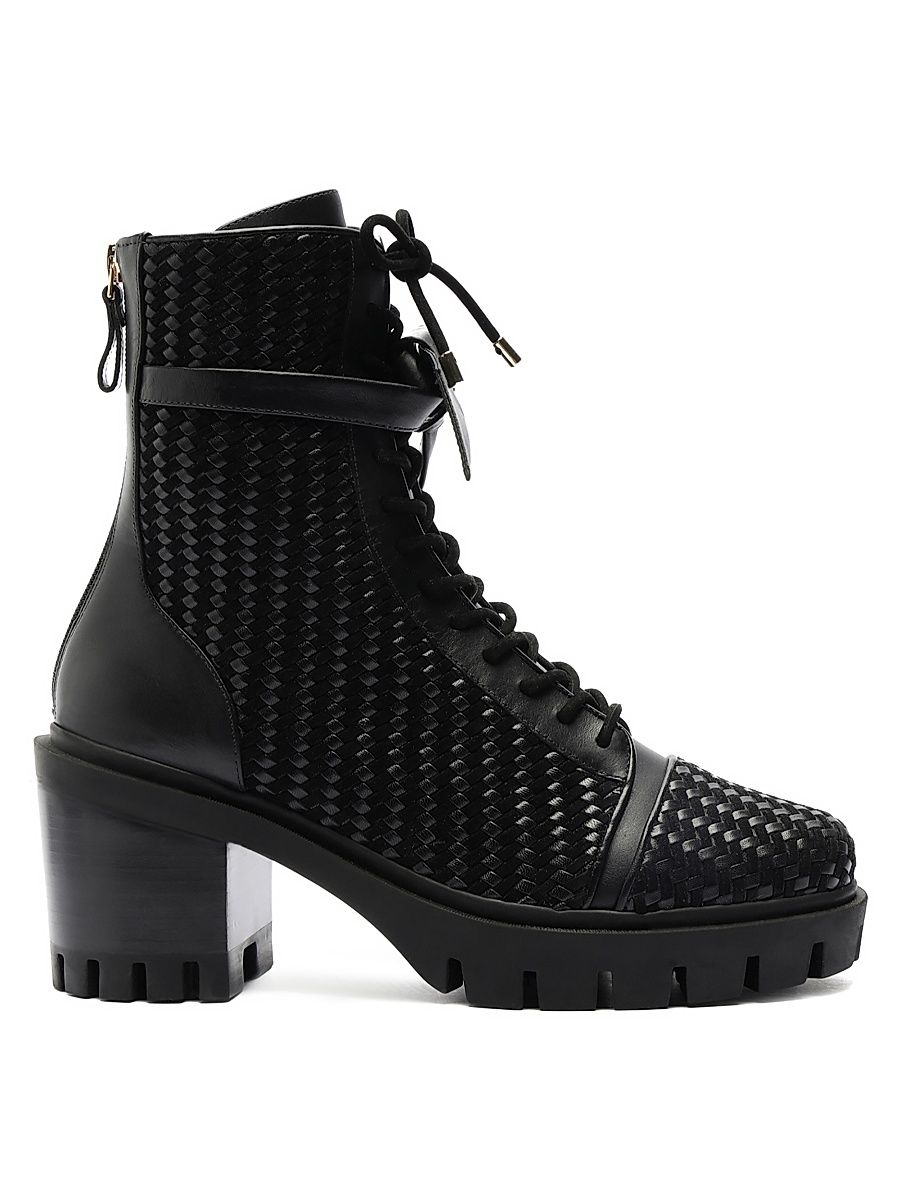 Women's Tresse Combat Textured Ankle Boots - Black - Size 9