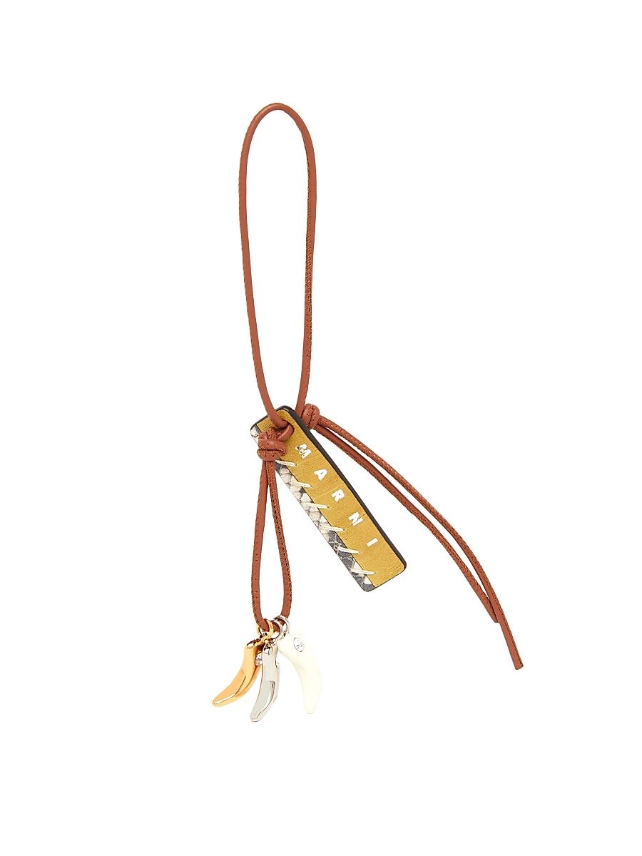 Men's Leather Bag Charm - Moca Citronelle White