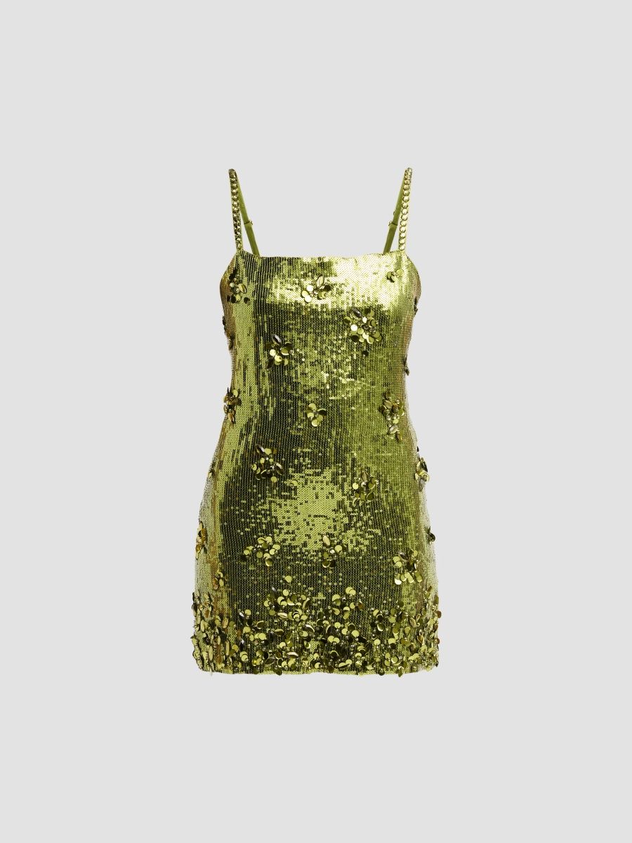 Azeeza Women's Rhodes Sequin Mini Dress - Chartreuse - Size XS
