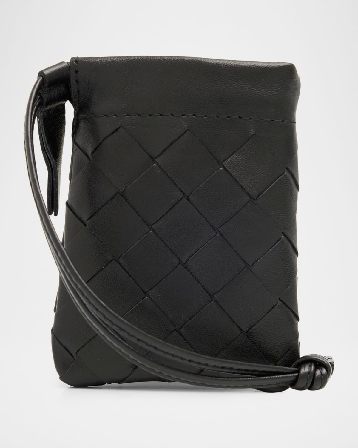 Micro Dustbag Intrecciato Leather Drawstring Pouch