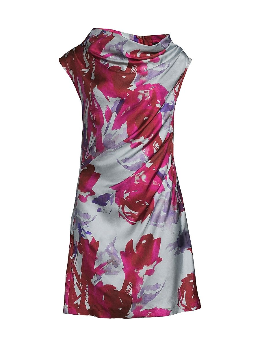 Women's Mira Asymmetric Funnel Neck Minidress - Fuchsia - Size 14