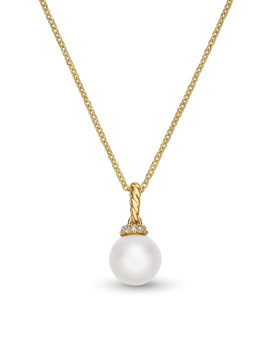 Women's Solari Pendant Necklace in 18K Yellow Gold - Pearl - Size 18