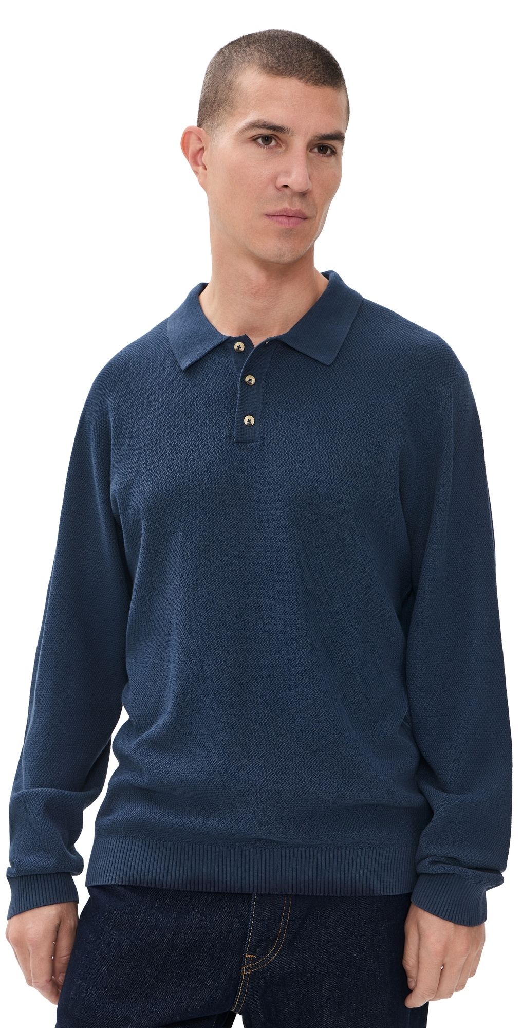 Fair Harbor Mariner Long Sleeve Polo Top Navy XL