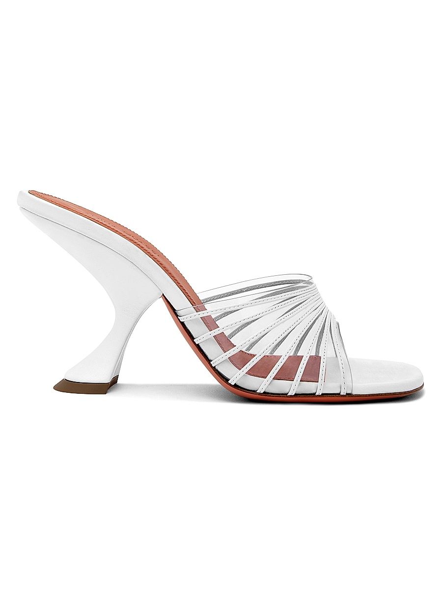 Women's Taylor 90MM PVC & Leather Mules - Nappa White Pvc Transparent - Size 11