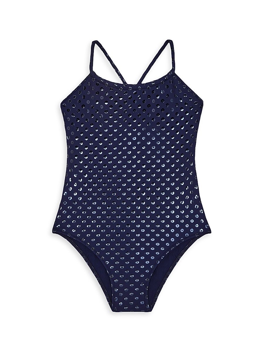 Baby Girl's, Little Girl's & Girl's Relief Glitter Swim Suit - Navy - Size 10