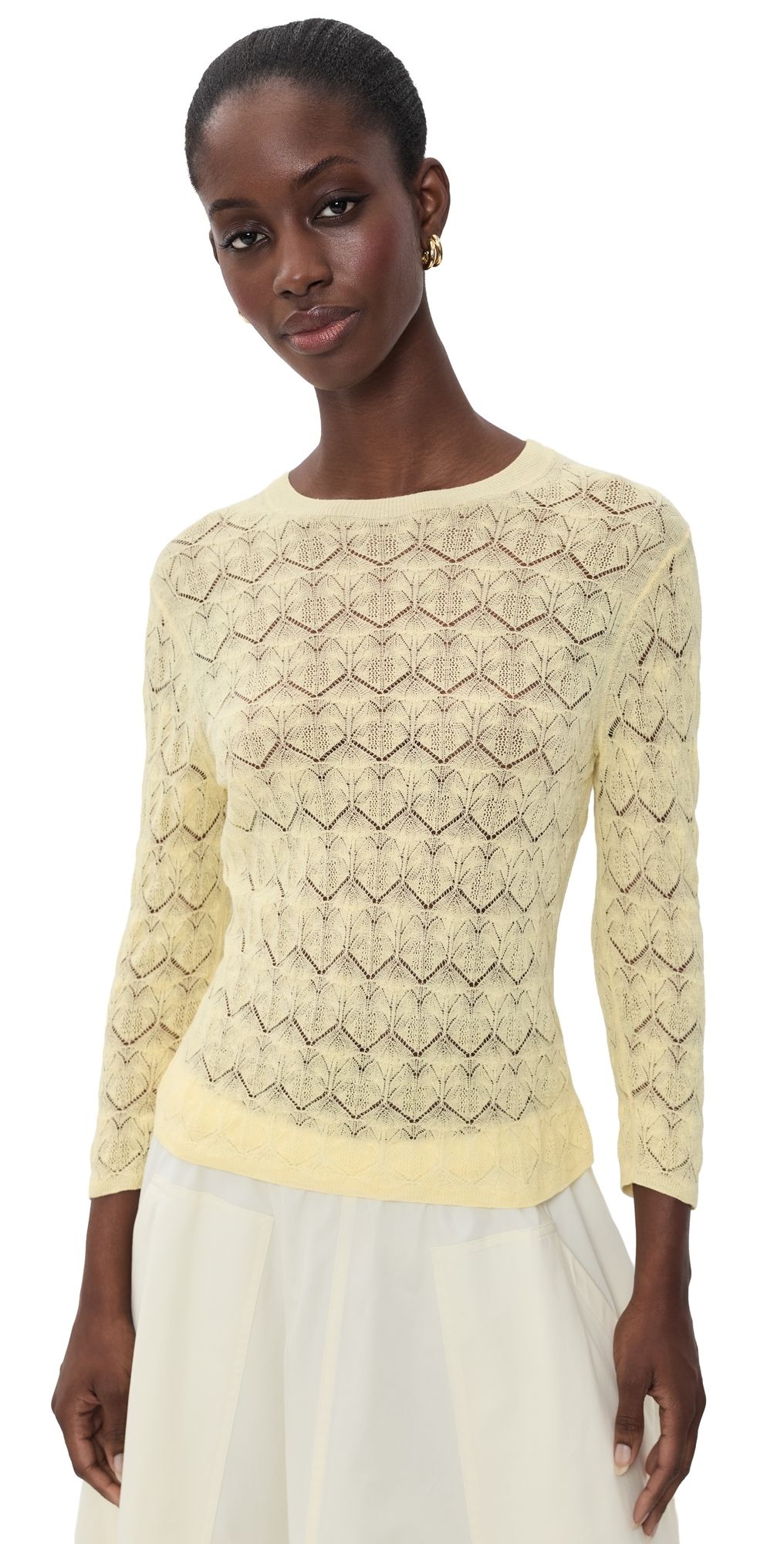 Vince Fine Lace Crew Neck Sweater Dandelion S
