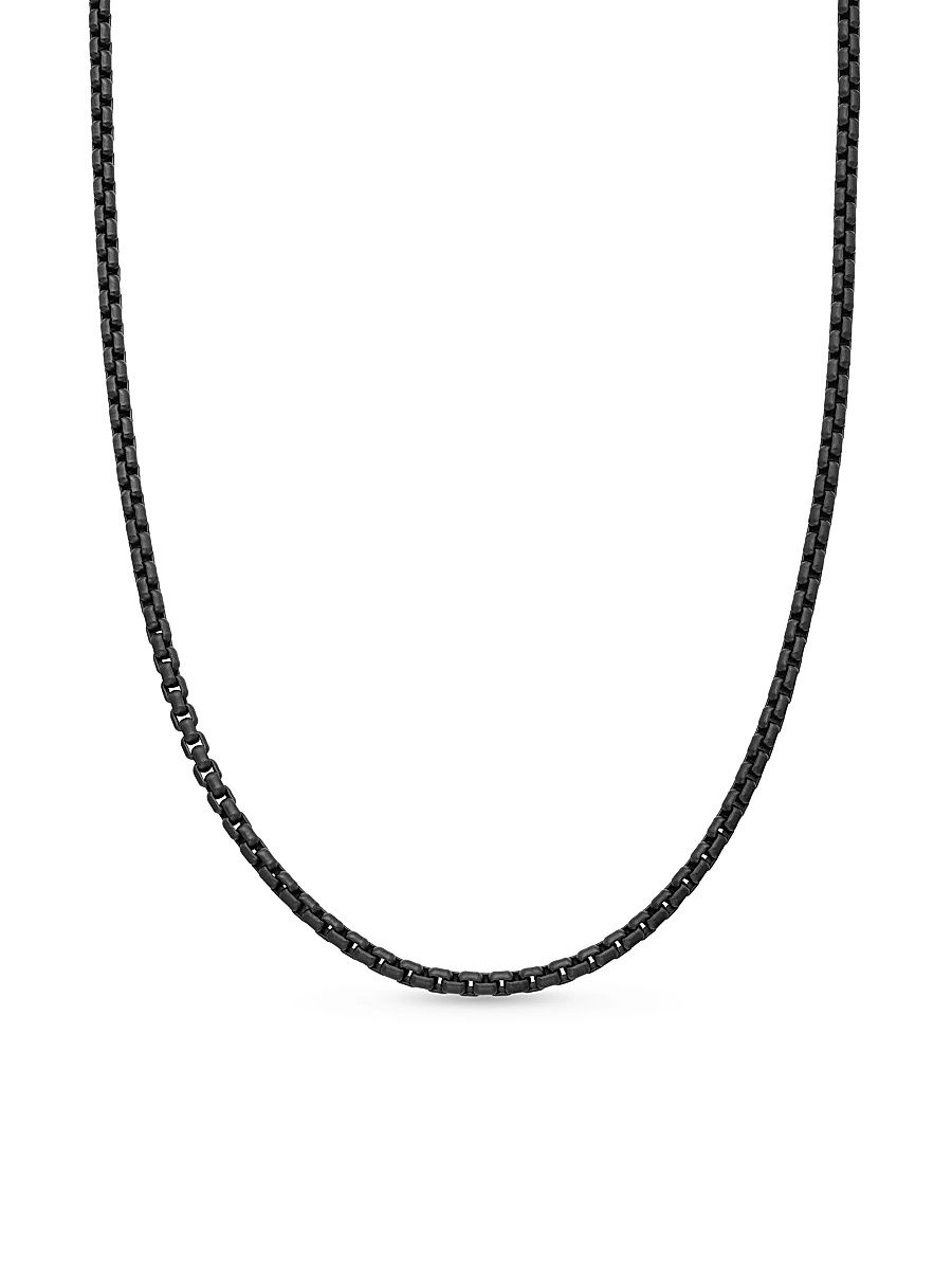 Women's Box Chain Necklace with Darkened Silver - Black - Size 72