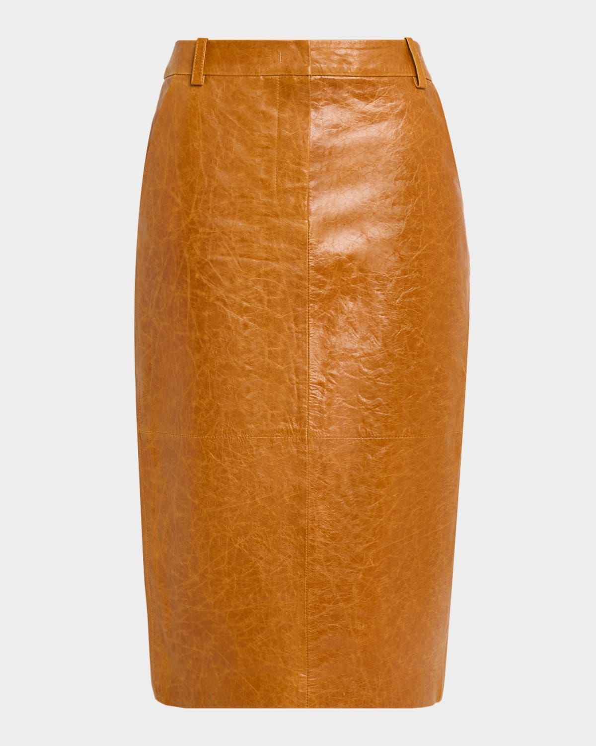 Tailored Crinkle Leather Pencil Skirt