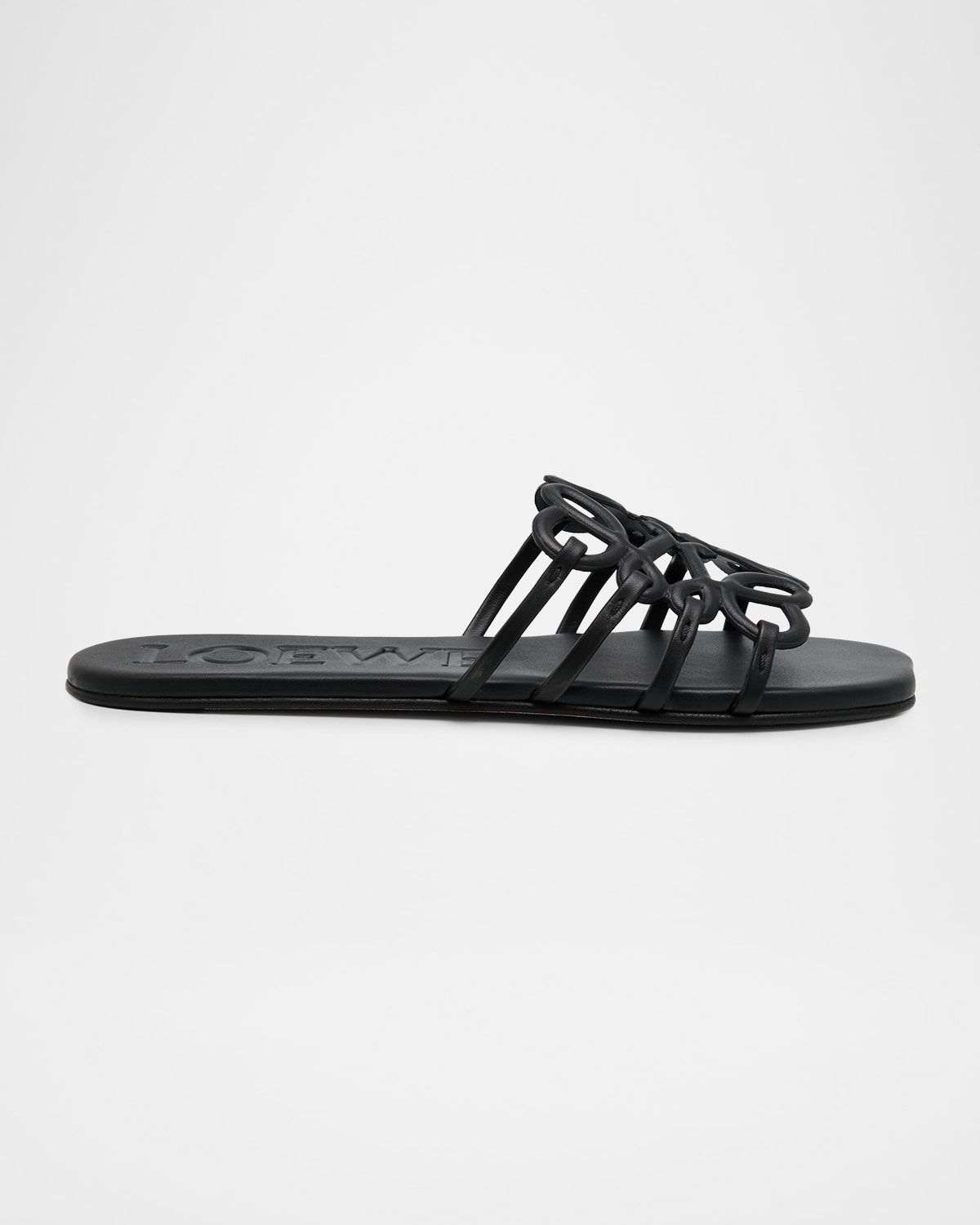 Petal Leather Anagram Slide Sandals