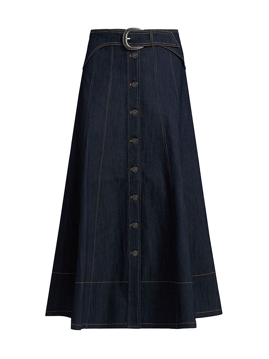 Women's Briony Denim Midi-Skirt - Indigo - Size 6