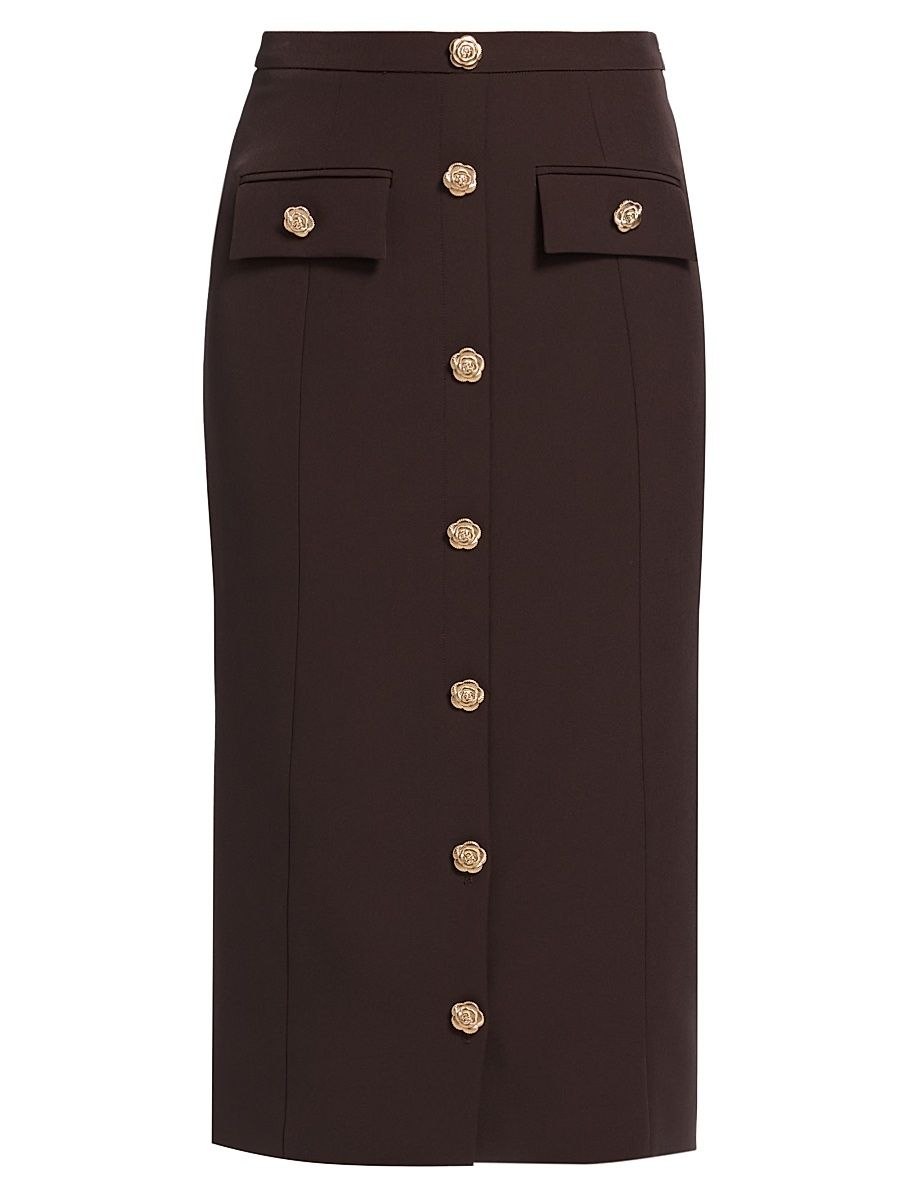 Women's Randall Crepe Midi-Skirt - Brown - Size 12