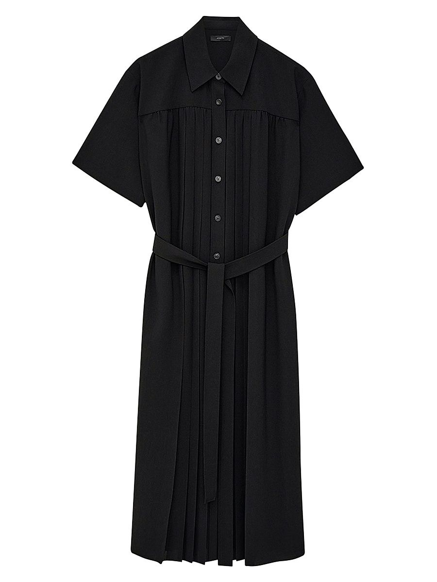 Women's Arcade Pleated Midi Shirtdress - Black - Size 12