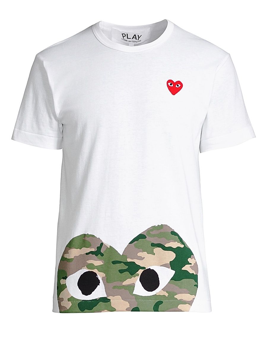Men's Half Camo Heart Tee - White - Size Small
