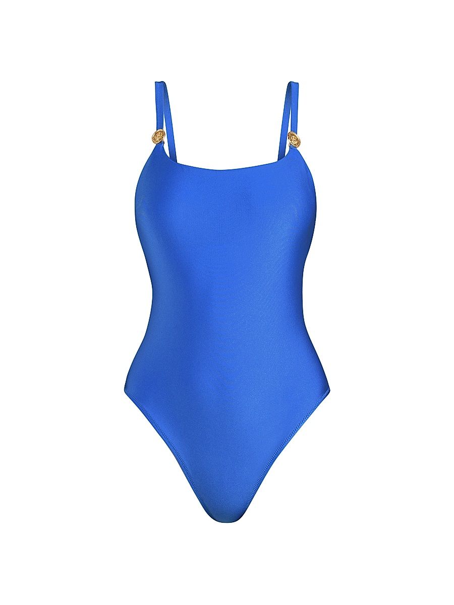 Women's Shimmer Solids Remi One-Piece Swimsuit - Capri Blue - Size Large