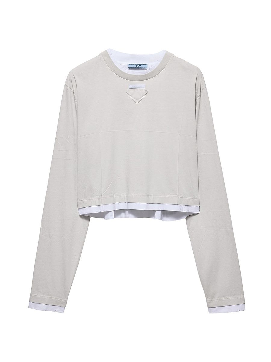 Women's Long-Sleeved Jersey T-Shirt - Grey - Size XL