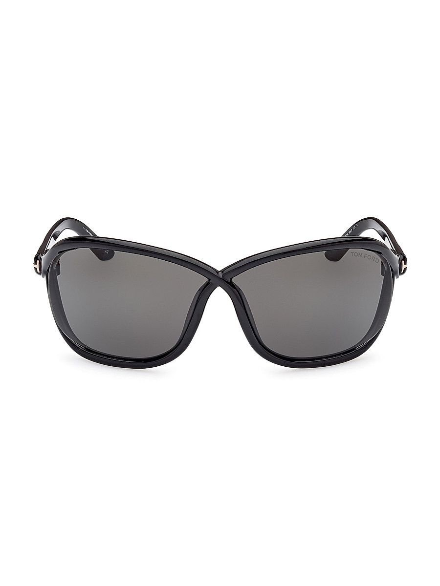 Women's Fernanda 68MM Square Sunglasses - Shiny Black Smoke