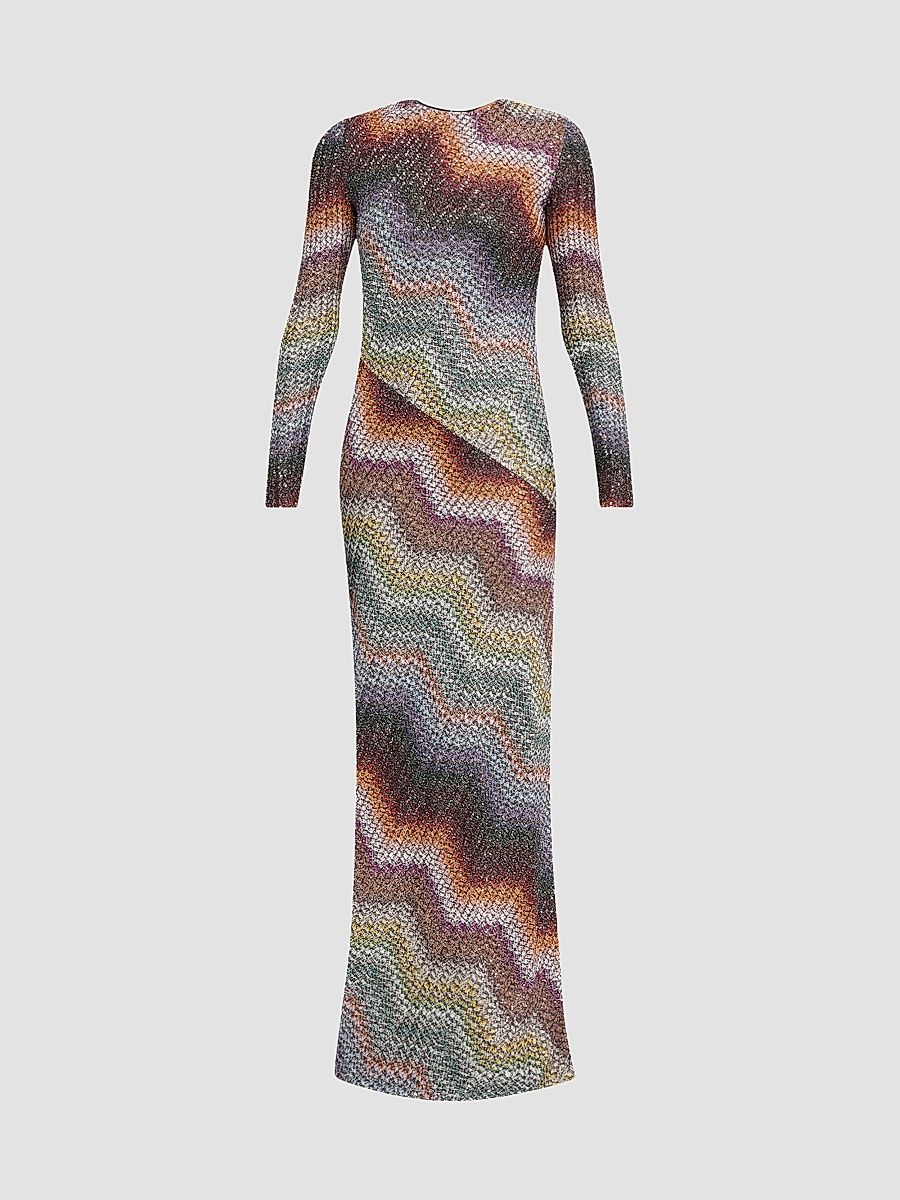 Women's Wefted Loom Chevron Maxi Dress - Multi Dark - Size 2