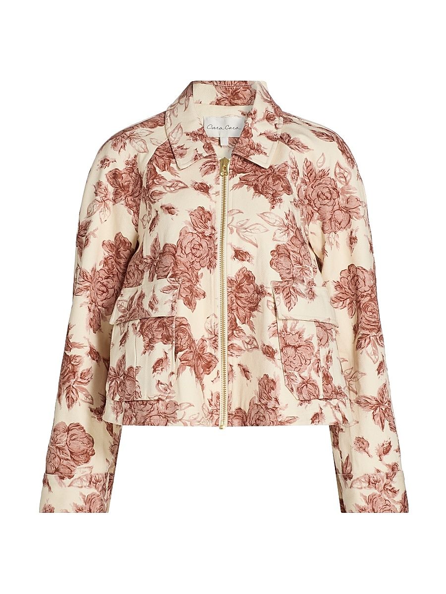 Women's Andrew Trapeze Crop Jacket - Tossed Floral Ginger - Size XL