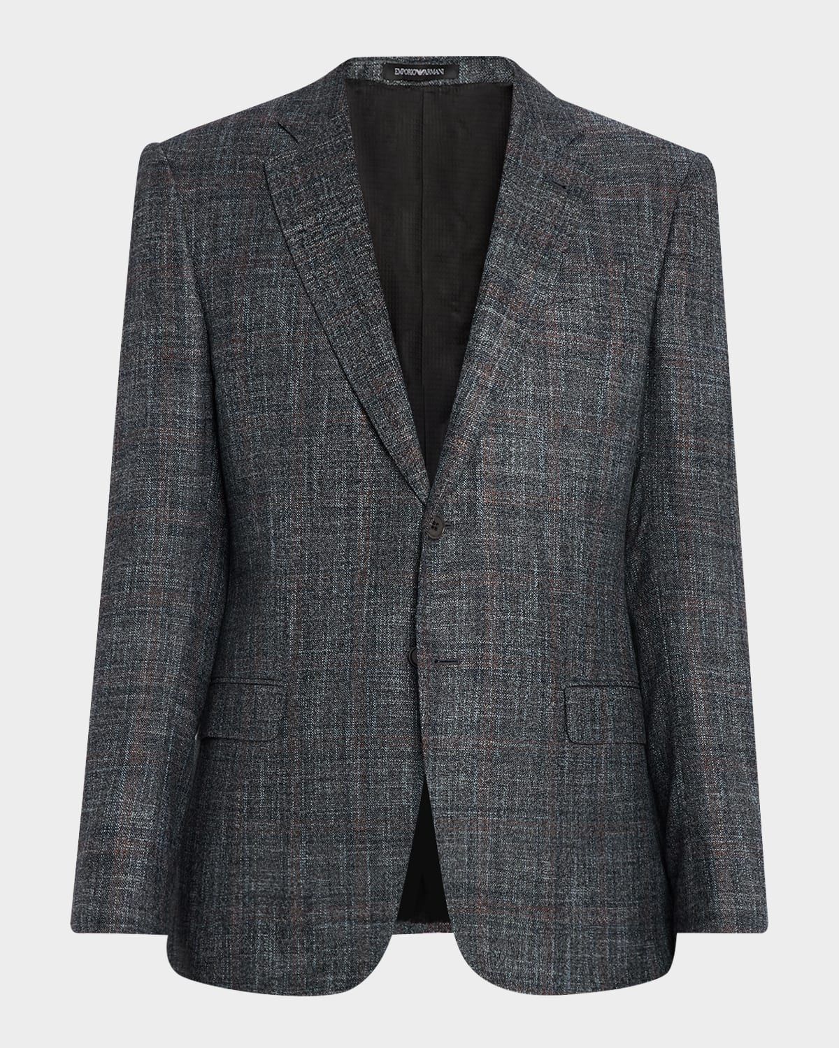 Men & apos;s G Line Blurred Plaid Wool Sports Jacket
