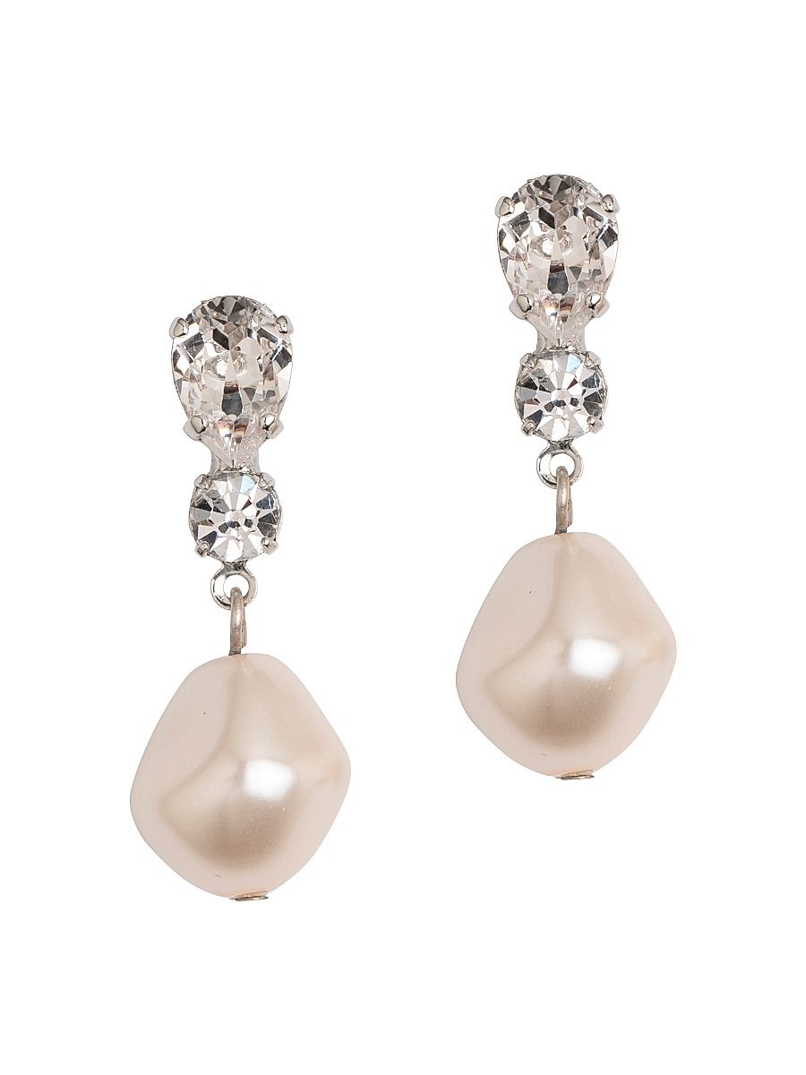 Women's Kristina Rhodium-Plated, Crystal & Imitation Pearl Drop Earrings - Silver