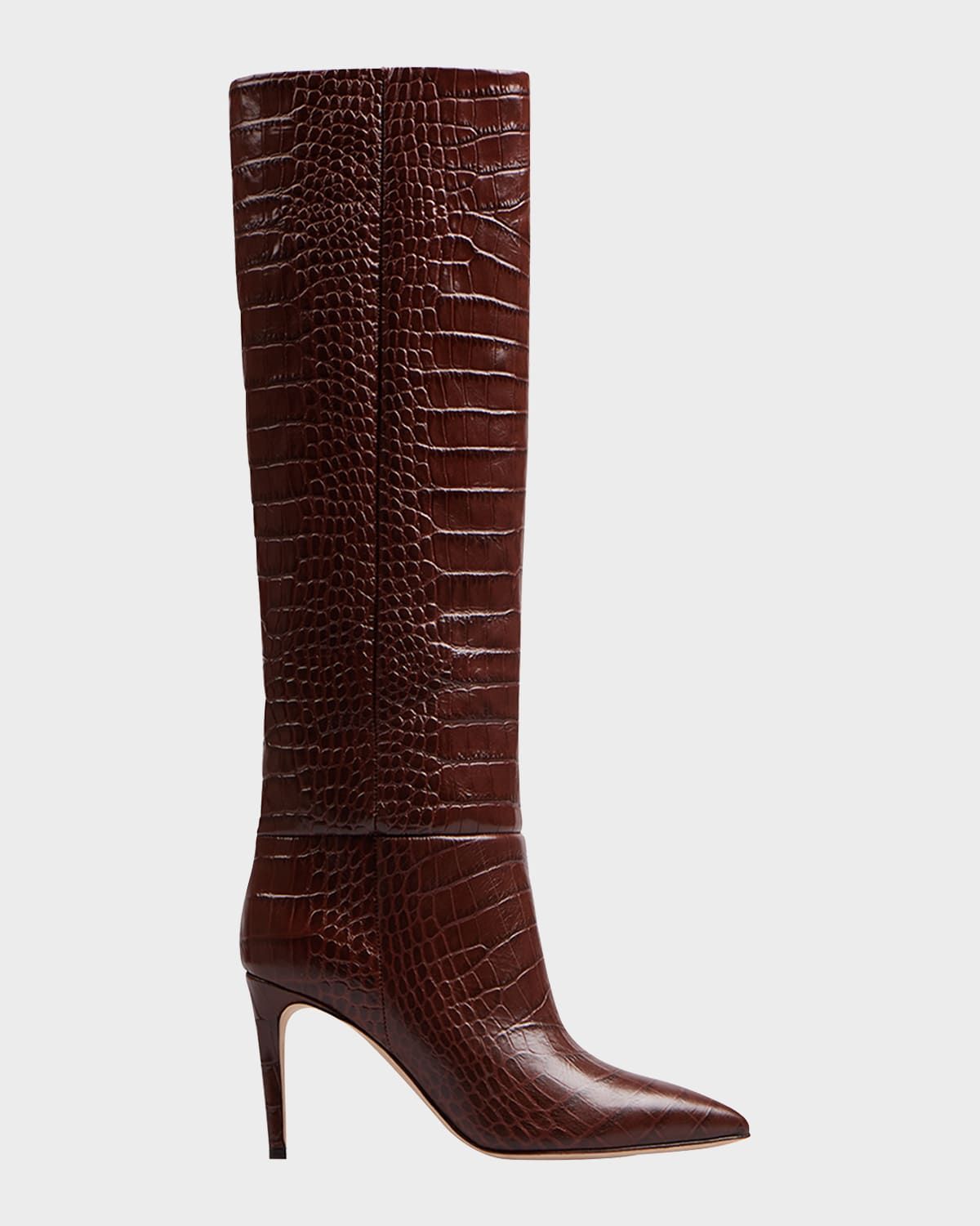 85mm Mock-Croc Stiletto Knee Boots