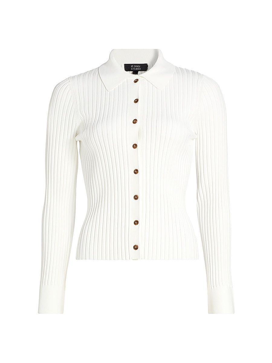 Women's Rib-Knit Cardigan - Ivory - Size XL