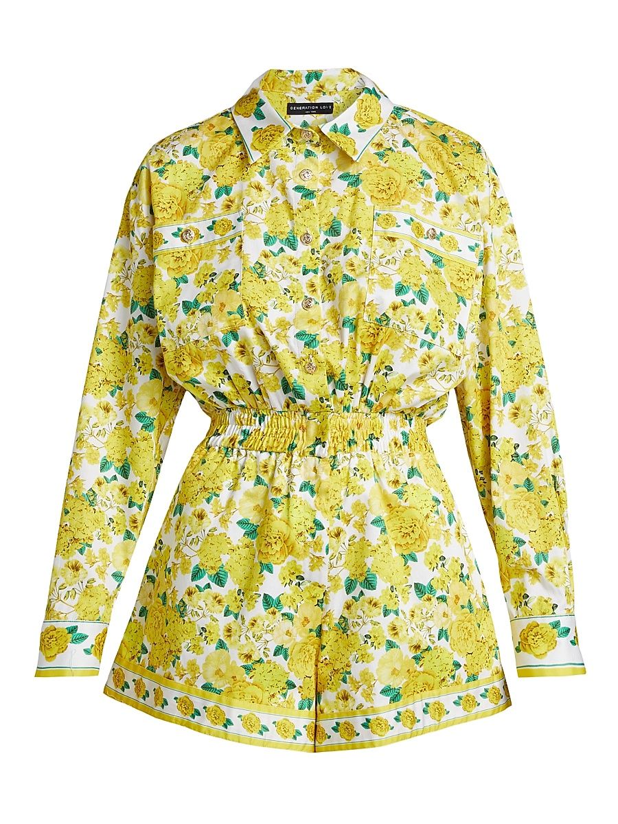 Women's Yera Floral Romper - Floral Fantasy White Yellow - Size XL