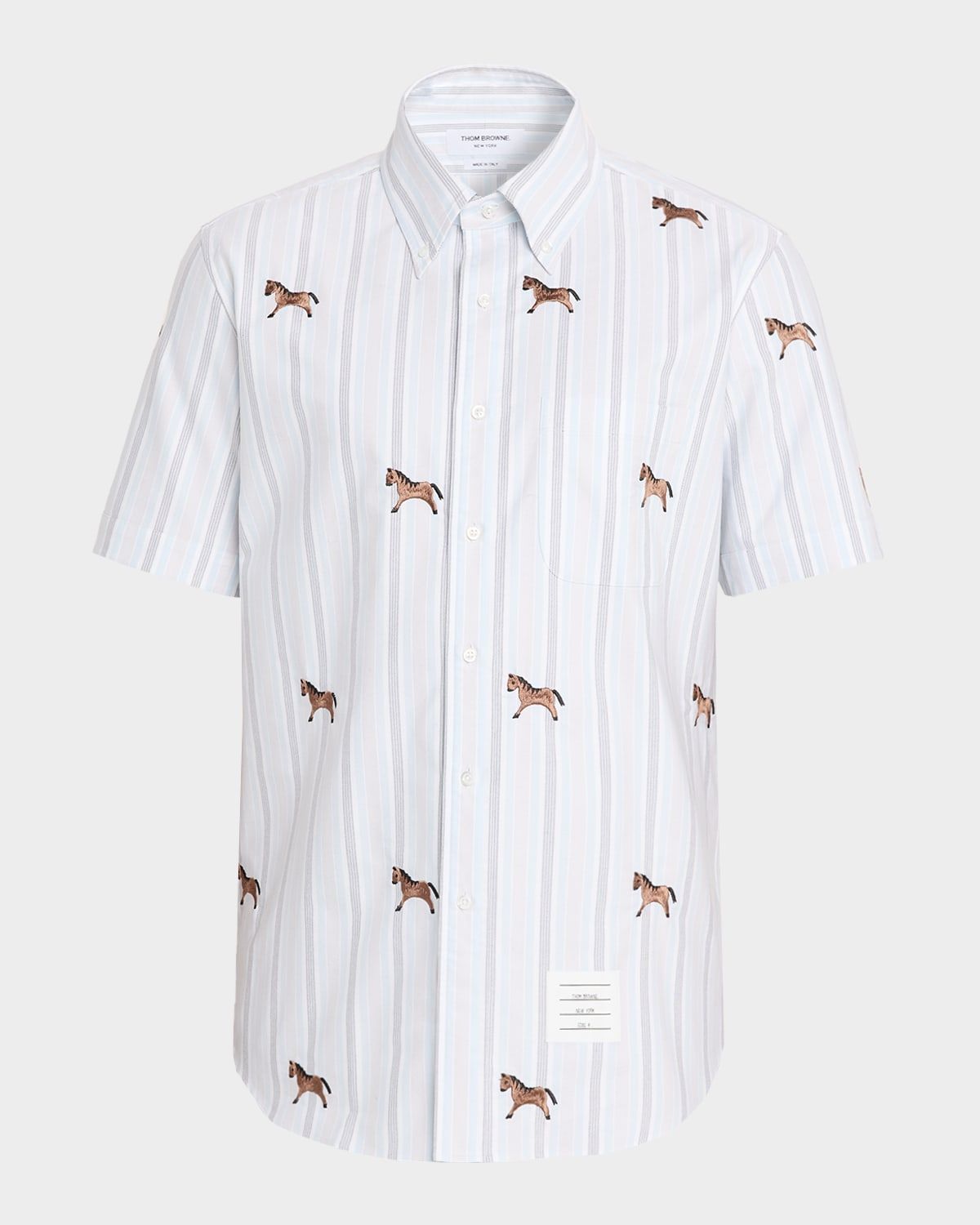 Men & apos;s Lunar New Year Satin Stitch Horse Stripe Short-Sleeve Shirt