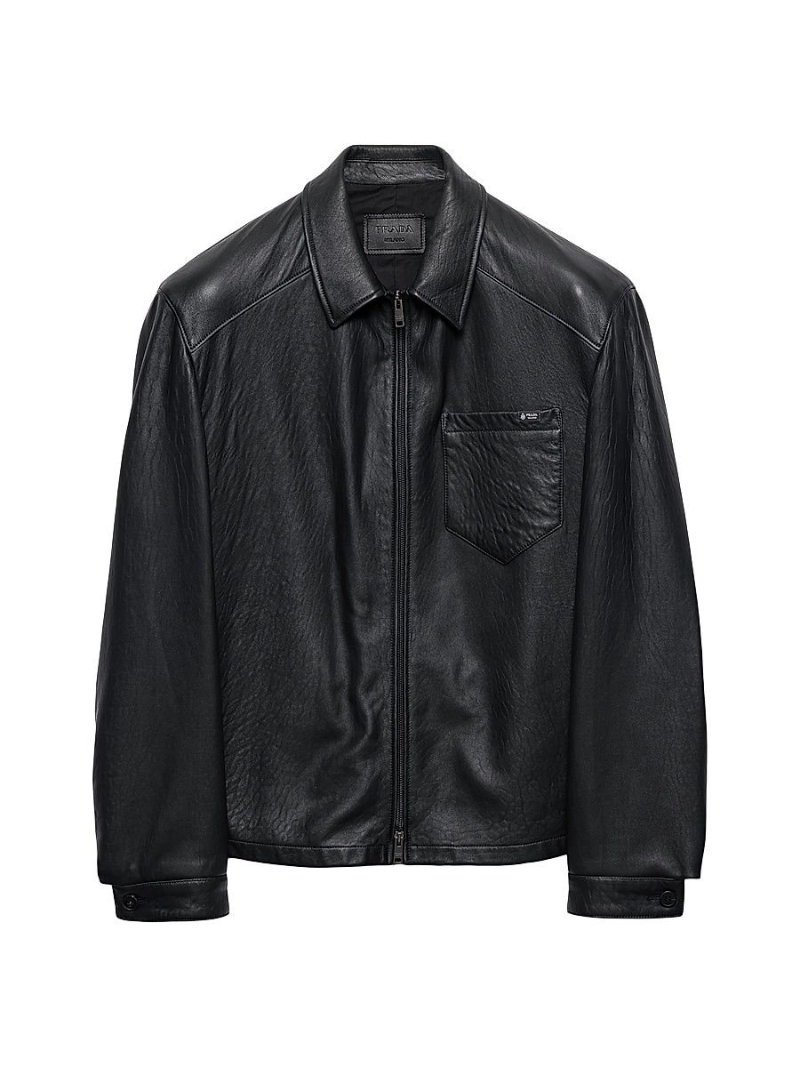 Men's Nappa Leather Jacket - Black - Size 40