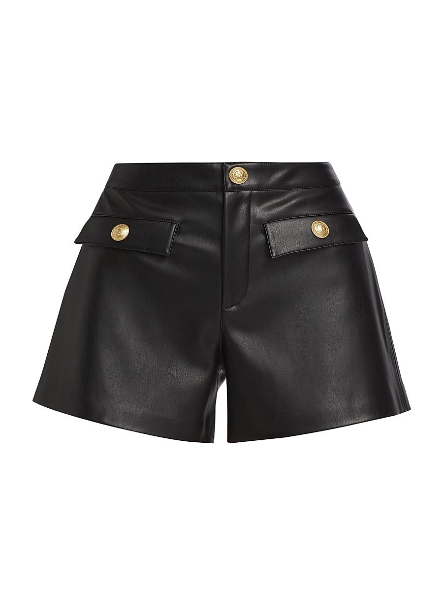 Women's Dionne Faux-Leather Shorts - Black - Size 16