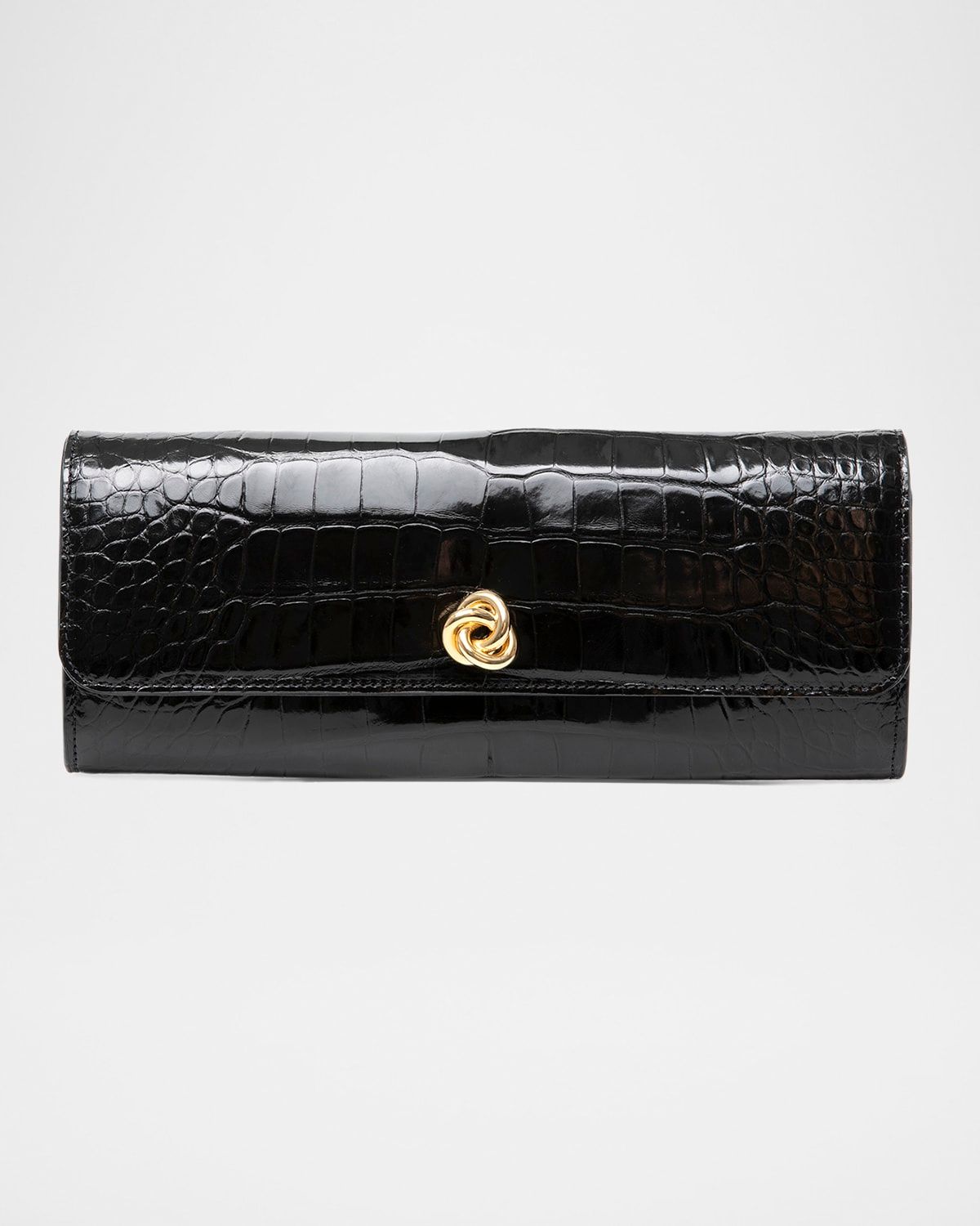 Mini Robbie Alligator Leather Flap Clutch Bag