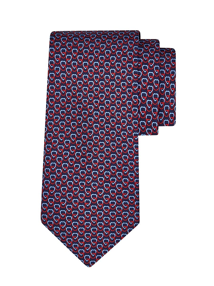 Men's Gancio Heart Silk Tie - Blue Scuro Rosso