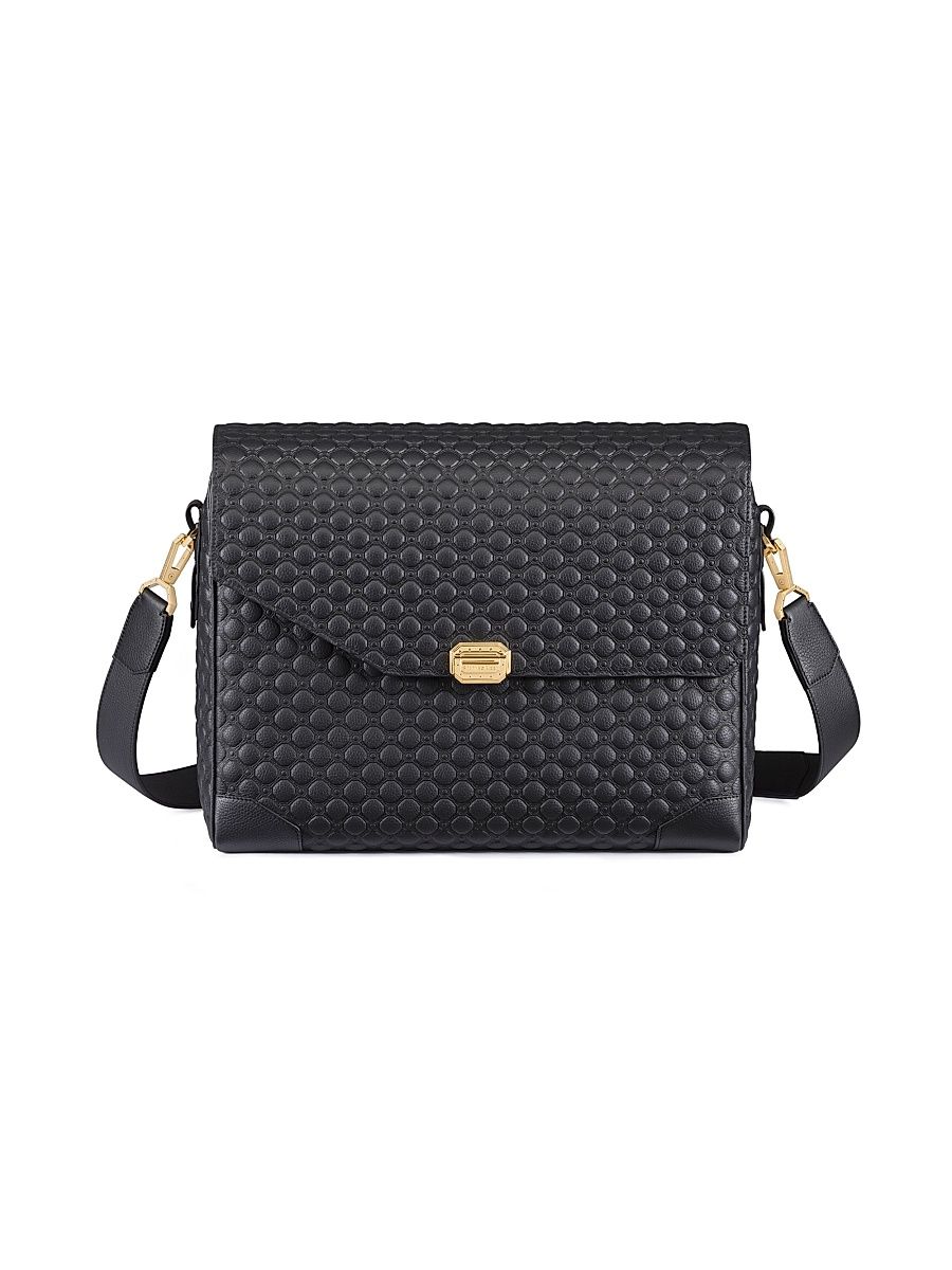 Men's Handmade Calfskin Leather Messenger Bag - Black