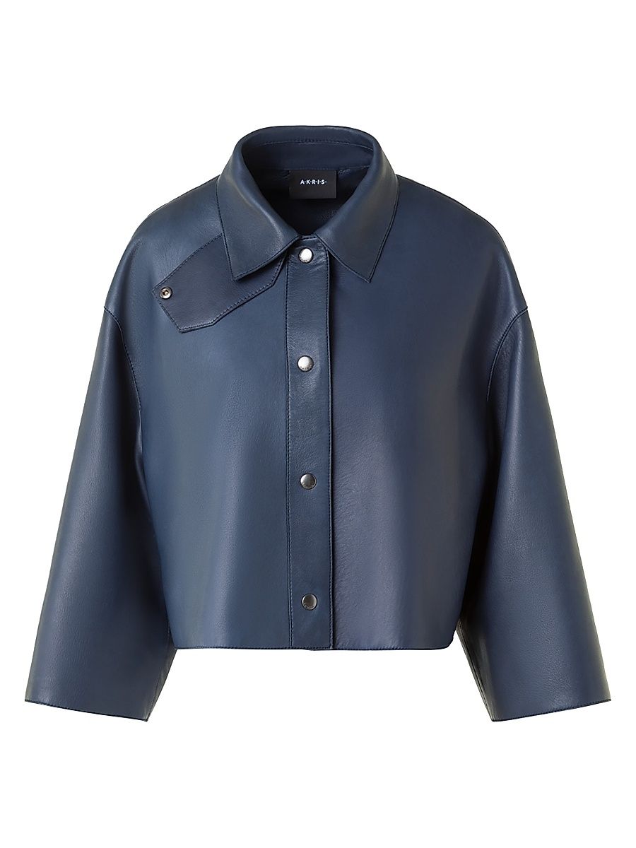 Women's Dalia Leather Shacket - Denim - Size 10