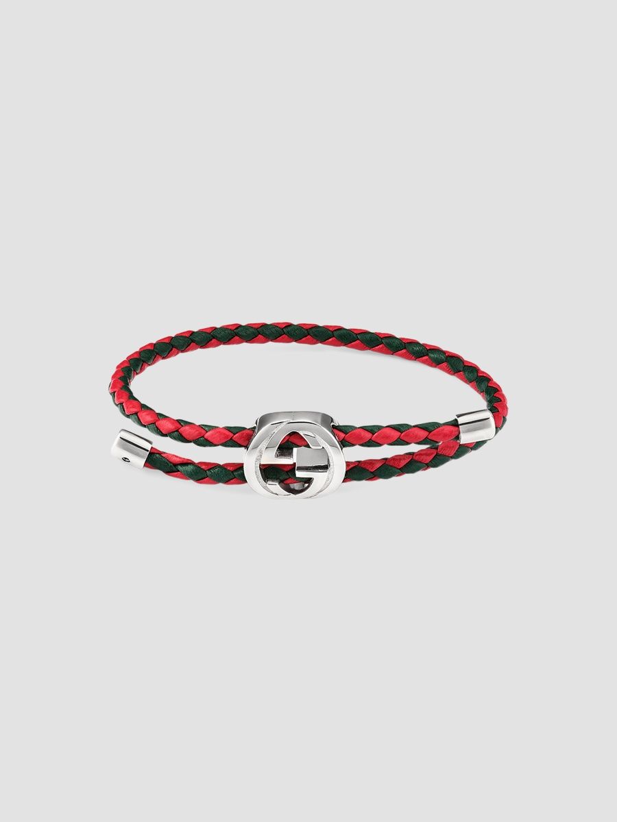 Gucci Men's Interlocking G Sterling Silver & Braided Leather Bracelet - Silver
