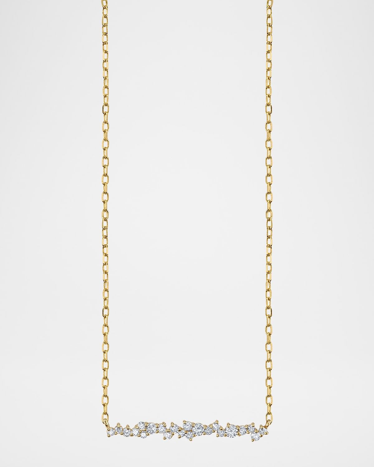14K Yellow Gold Diamond Cocktail Bar Necklace