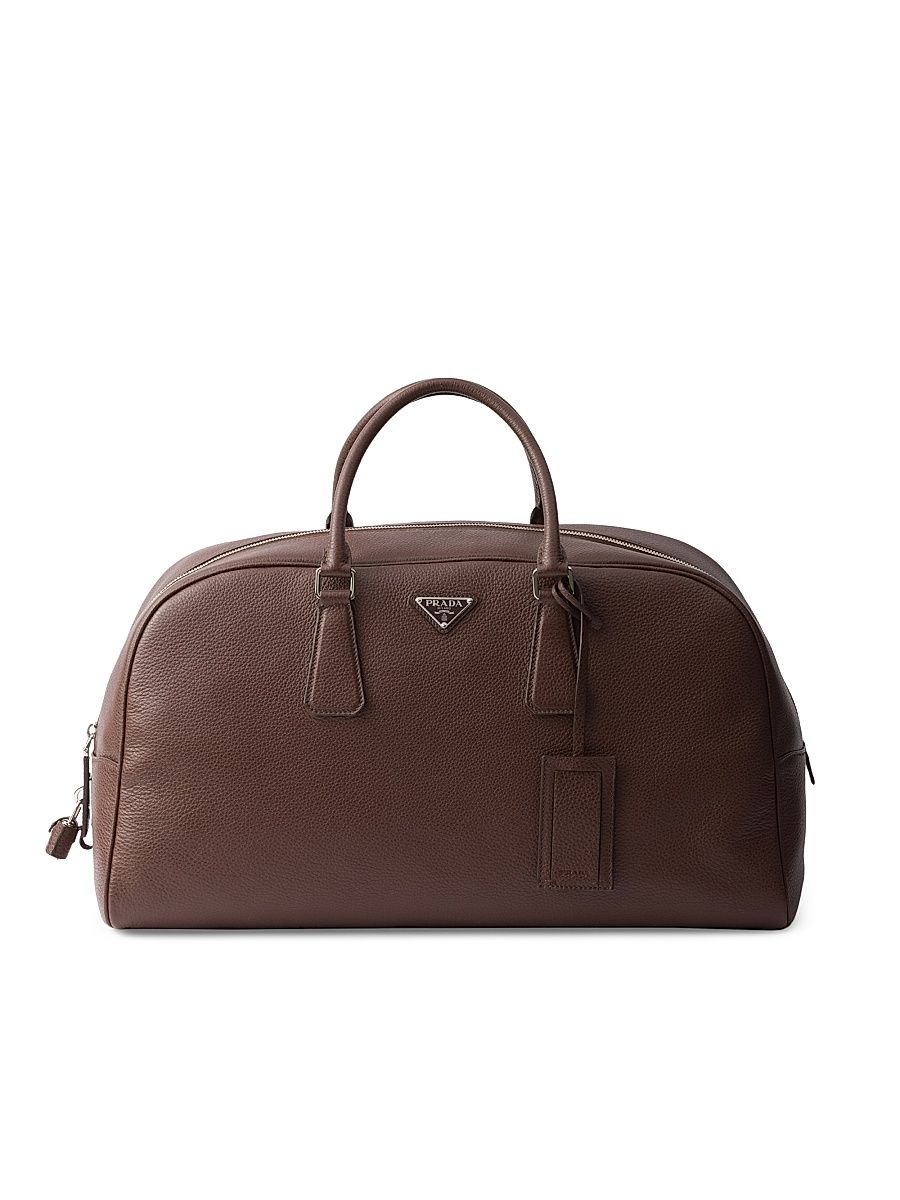 Men's Leather Duffle Bag - Brown