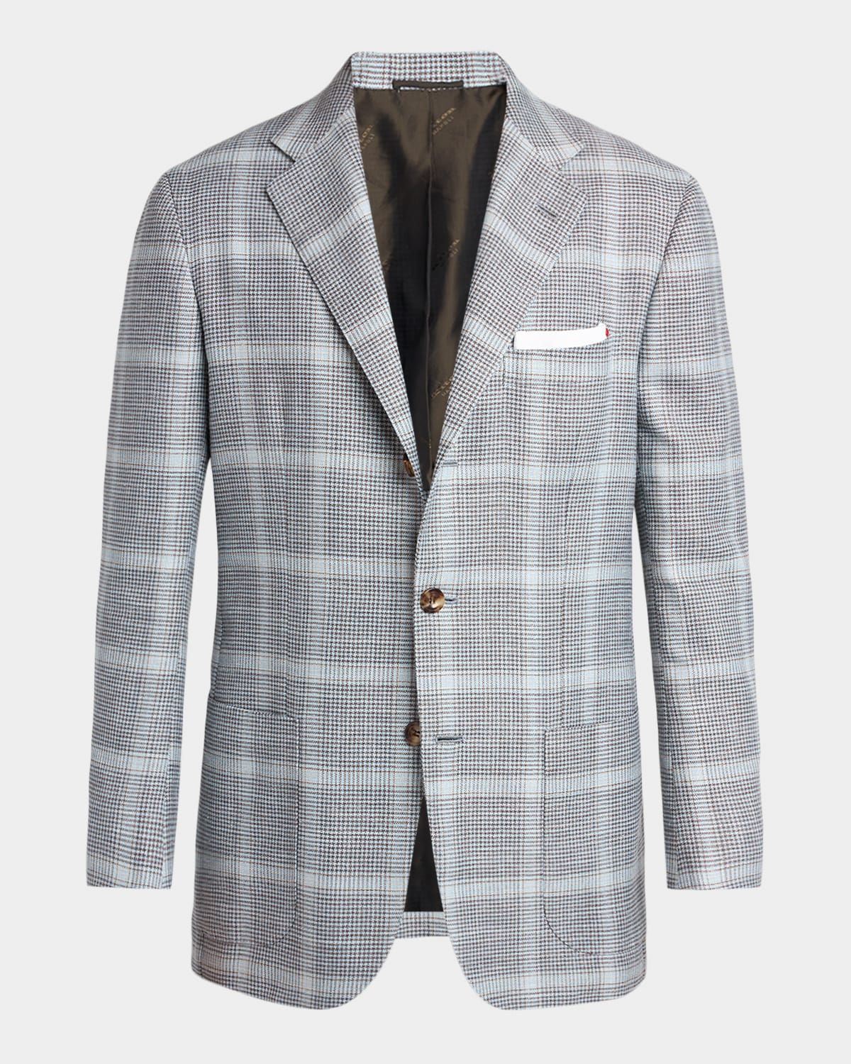 Men & apos;s Cashmere, Wool and Silk Windowpane Plaid Sport Coat