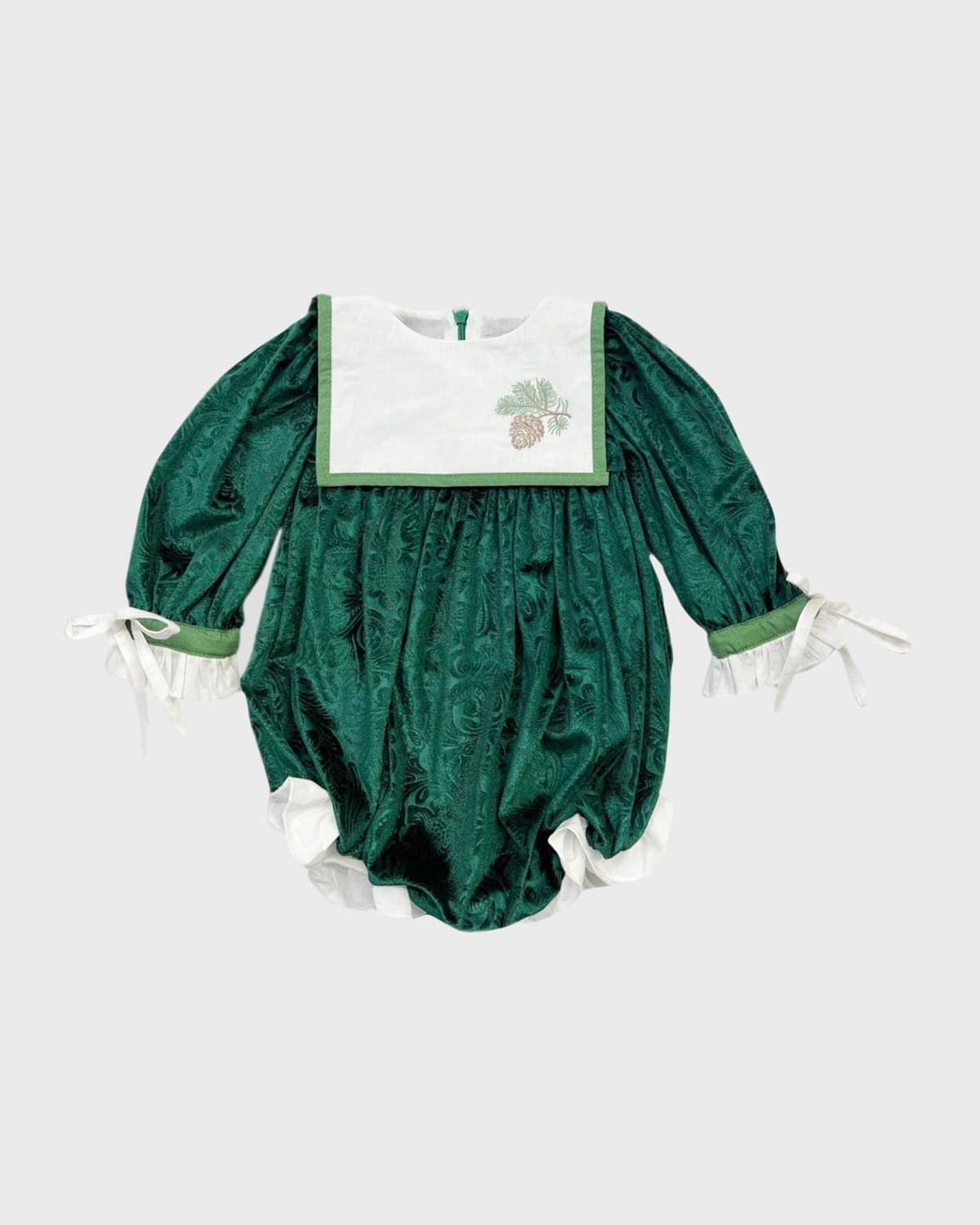 Girl & apos;s Everly Damask Velour Romper, Size 3M-3