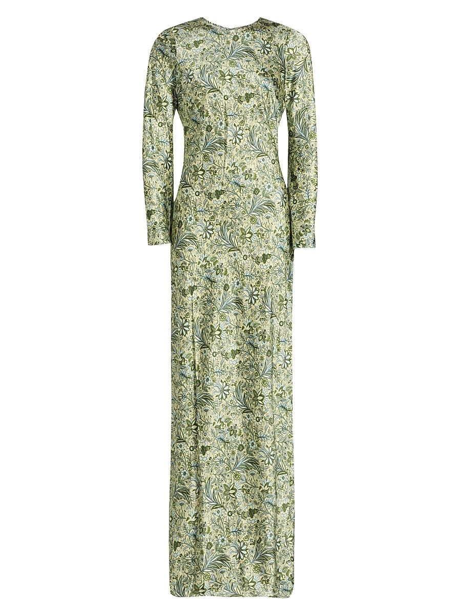 Women's Gemma Floral Silk-Blend Maxi Dress - Light Pistachio Multi - Size 14