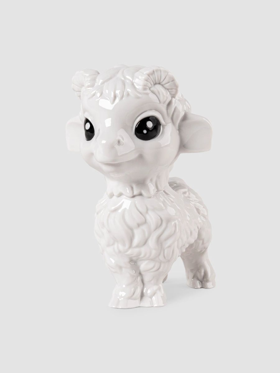 Lladro Baby Goat Porcelain Sculpture - White Black