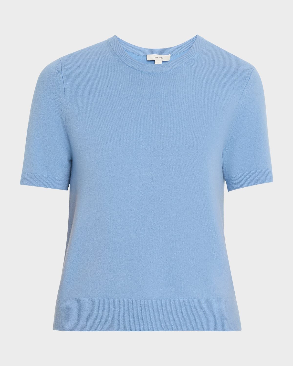 Cashmere-Blend Short-Sleeve Crewneck Sweater