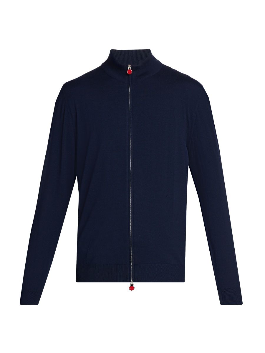 Kiton Men's Wool Full-Zip Jacket - Navy Blue - Size XL