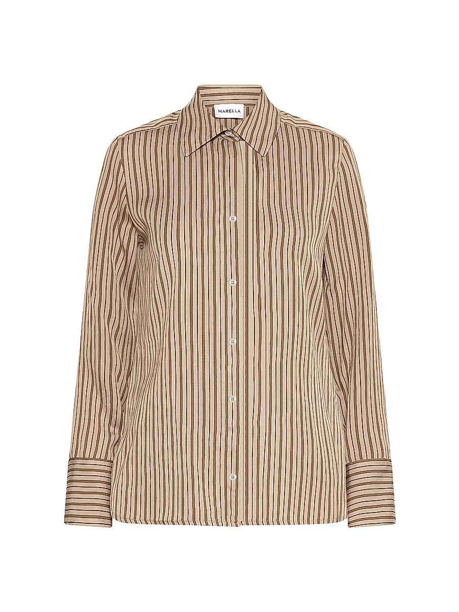 Women's Shiny Viscose Shirt - Hazelnut Brown - Size 12