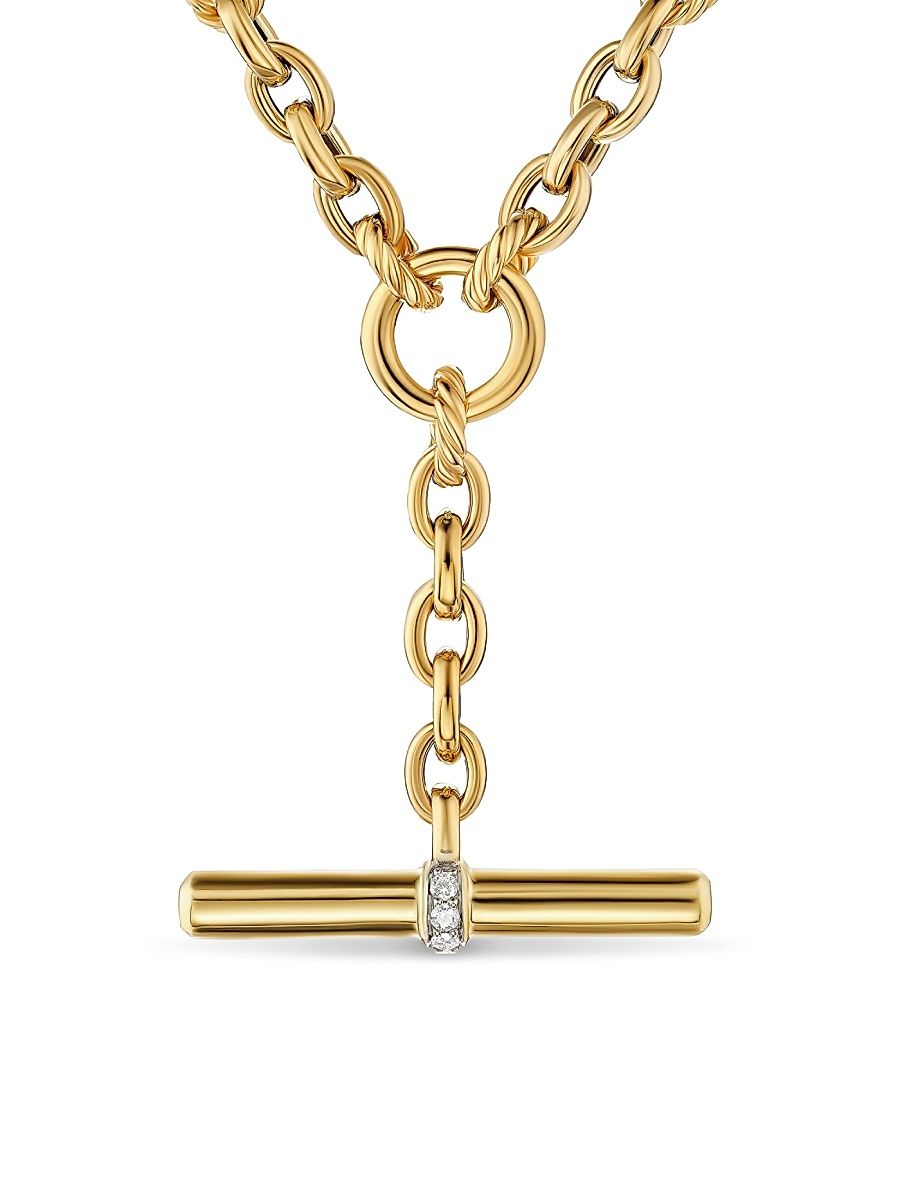 Women's DY Mercer Petite Toggle Chain Necklace in 18K Yellow Gold - Diamond - Size 16