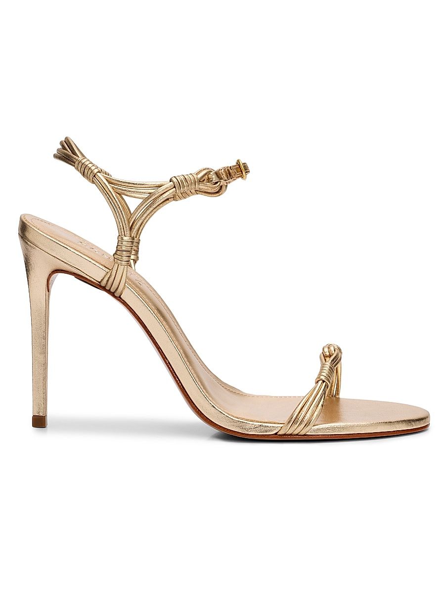 Women's Nara 100MM Strappy Leather Stiletto Sandals - Platina - Size 11