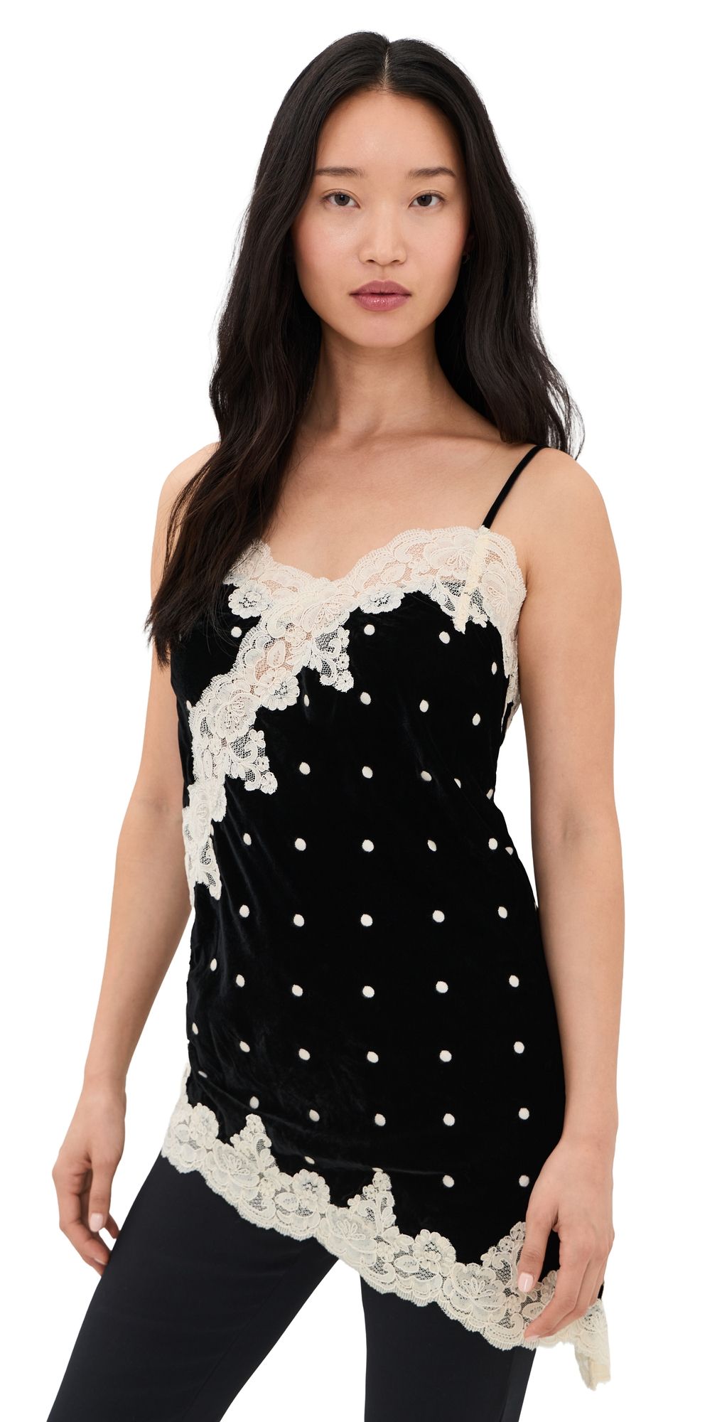 MAUDE CLUB Isla Velvet Top Black Cream XS